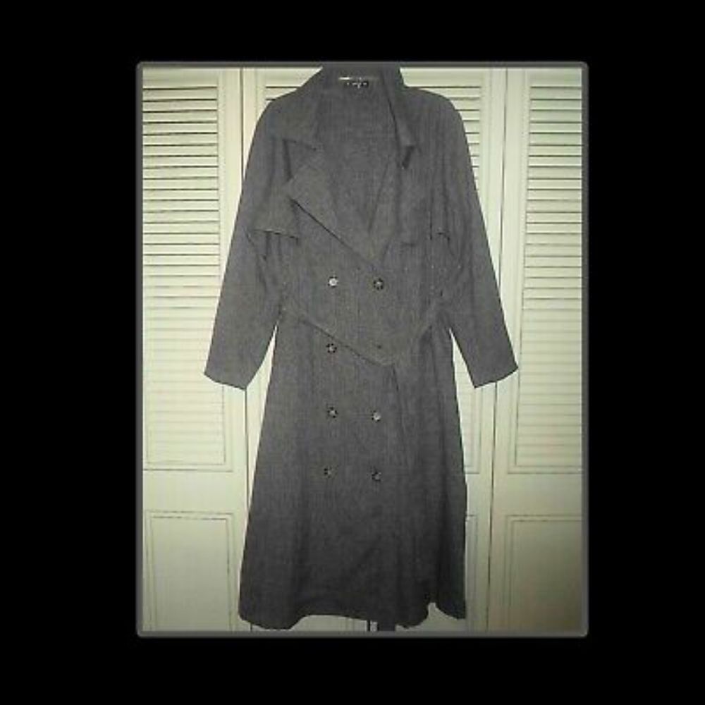 SHEIN GRAY DOUBLE BREASTED LONG DRESS COAT W/BELT-WOMENS SIZE 2XL